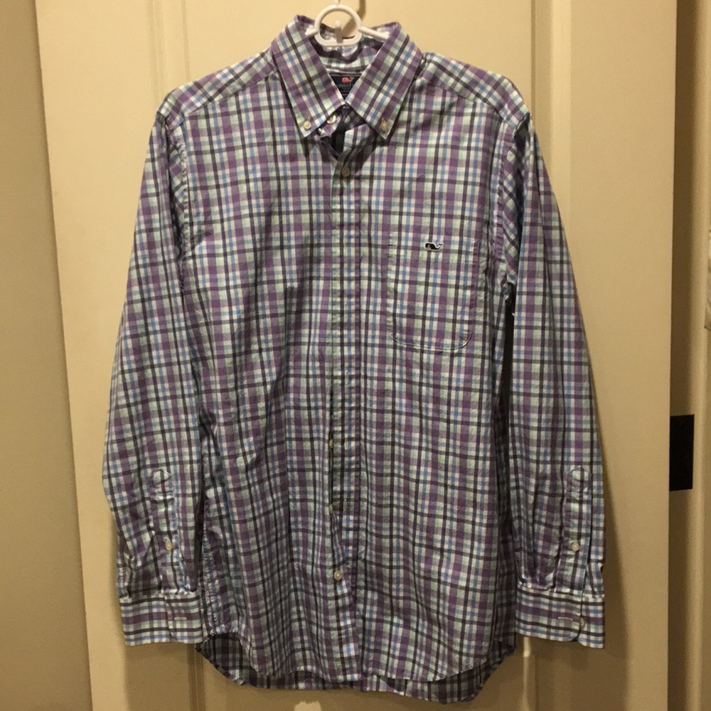 Vineyard Vines Slim Fit Tucker button Down Shirt Plaid Purple/blue men’s M